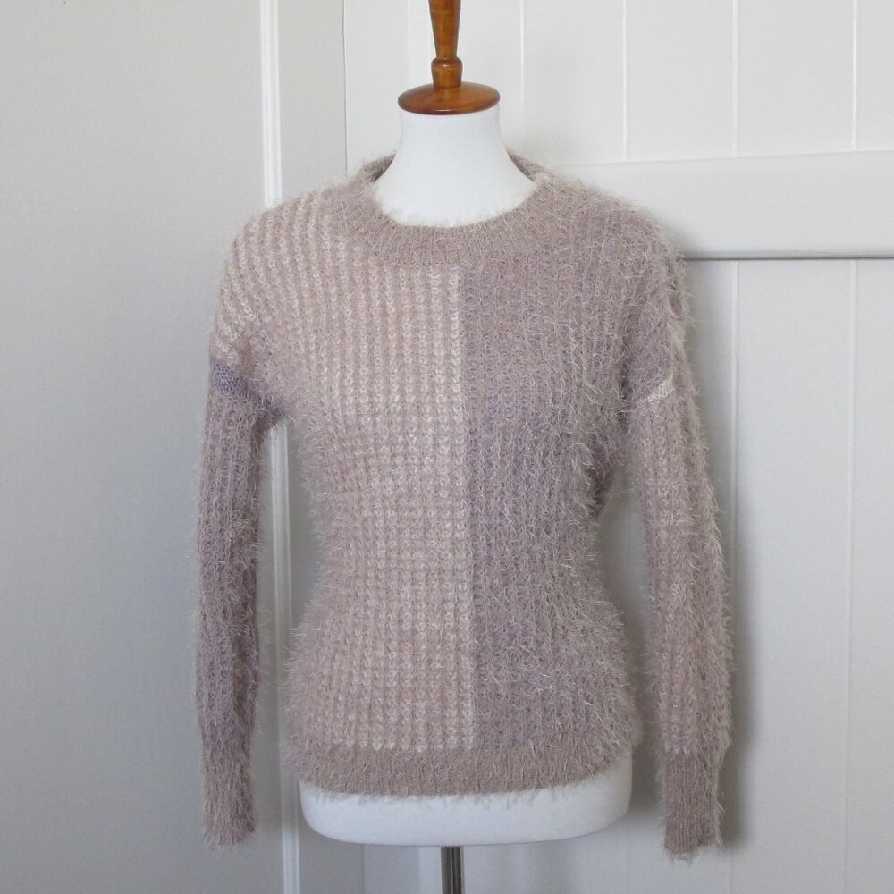 Charlotte Russe | Cozy Fuzzy Knit Sweater — Lavender + Pink Shabby Chic Vibes
